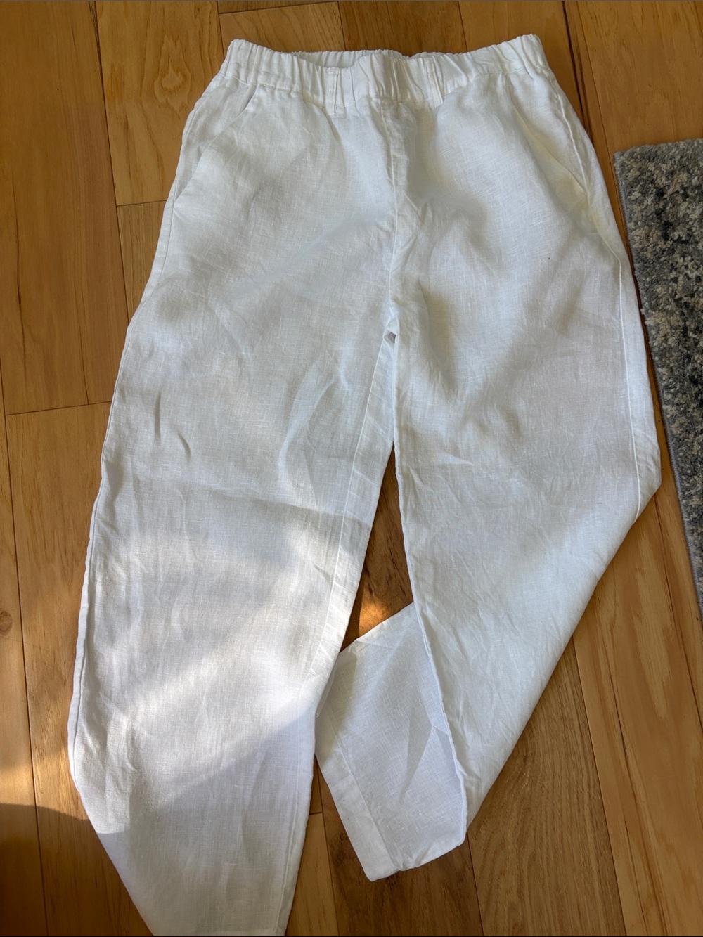 Quince White Drawstring Linen pants